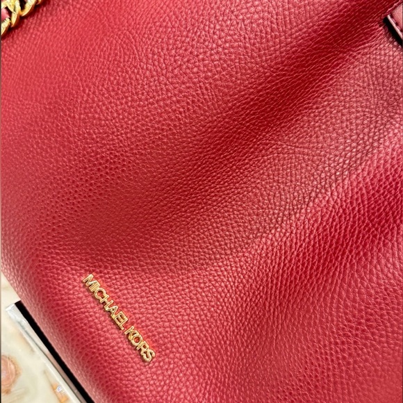 Michael Kors Mina Large Signature Logo Chain Shoulder Bag Dark Cherry NWT NIP - Picture 8 of 8